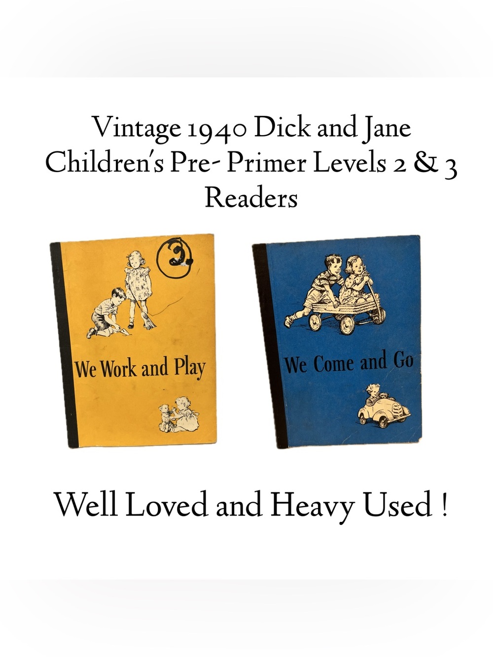 Vintage 1940 Vintage Pre-Dick and Jane Children's Pre- Primer Levels 2-3 Readers